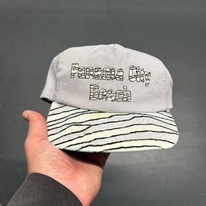 Vintage 80s/90s Panama City beach zebra striped brim trucker style SnapBack Hat